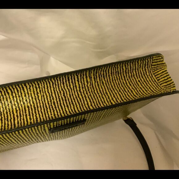 Fossil Whip bag Genuine Leather Purse Green Black Removable Handles rare - Picture 6 of 13